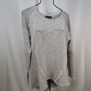 Absolutely Famous Light Gray Long Sleeve Soft Knit Top Exposed Seams